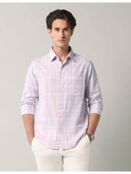 AD By Arvind - Pink Tartan Checked Modern Fit Shirt
