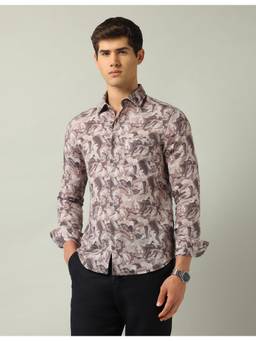 AD By Arvind - Purple Abstract Printed Modern Slim Fit Shirt