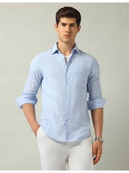 AD By Arvind - Blue Vertical Stripes Modern Slim Fit Shirt