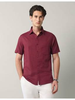 AD By Arvind - Maroon Solid Modern Fit Shirt