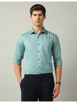 AD By Arvind - Blue Slim Fit Satin Shirt