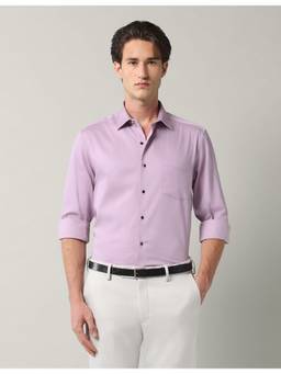 AD By Arvind - Purple Solid Slim Fit Shirt