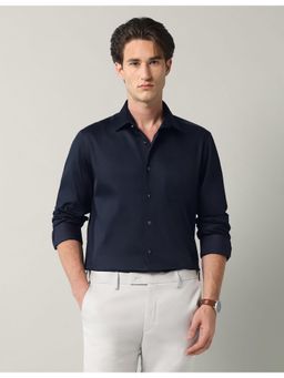 AD By Arvind - Navy Blue Solid Slim Fit Shirt