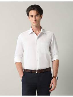 AD By Arvind - White Textured Regular Fit Shirt