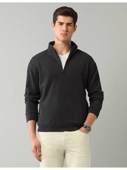 AD By Arvind - Grey Textured Regular Fit Sweatshirt