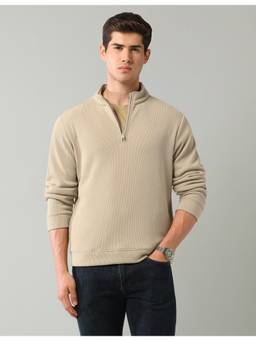 AD By Arvind - Beige Textured Regular Fit Sweatshirt