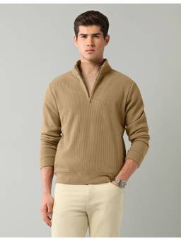 AD By Arvind - Tan Textured Regular Fit Sweatshirt