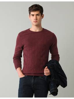 AD By Arvind - Maroon Men's Textured Regular Fit Sweater