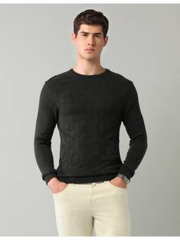 AD By Arvind - Olive Men's Textured Regular Fit Sweater