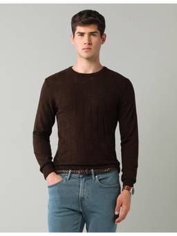 AD By Arvind - Men'S Textured Brown Regular Fit Sweater