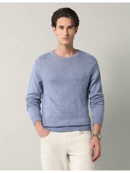 AD By Arvind - Blue Men's Textured Regular Fit Sweater