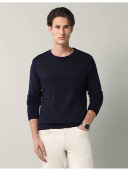 AD By Arvind - Navy Men's Textured Regular Fit Sweater
