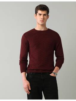 AD By Arvind - Men'S Textured Maroon Regular Fit Sweater