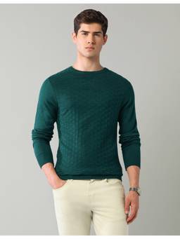 AD By Arvind - Men'S Textured Teal Regular Fit Sweater