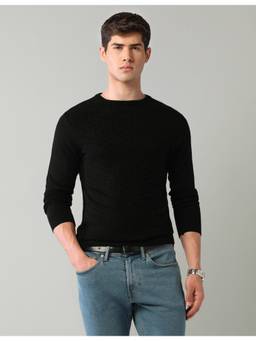 AD By Arvind - Men'S Textured Black Regular Fit Sweater