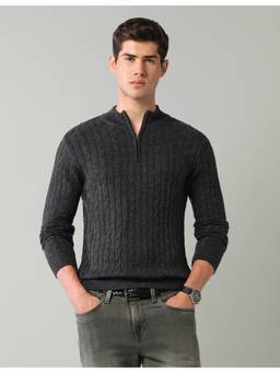 AD By Arvind - Men'S Textured Charcoal Regular Fit Sweater