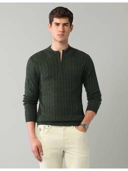 AD By Arvind - Men'S Textured Olive Regular Fit Sweater