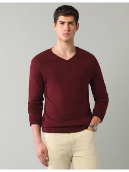 AD By Arvind - Men'S Solid Maroon Regular Fit Sweater