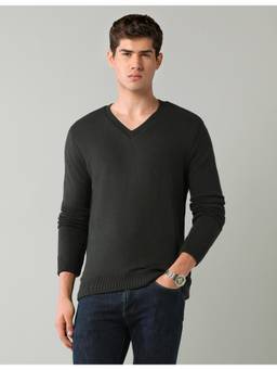 AD By Arvind - Men'S Solid Charcoal Regular Fit Sweater