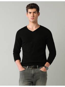 AD By Arvind - Men'S Solid Black Regular Fit Sweater
