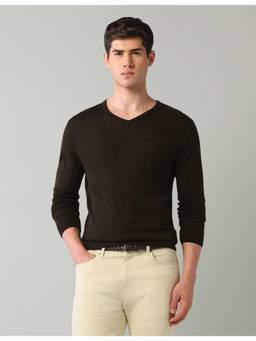 AD By Arvind - Men'S Textured Coffee Brown Regular Fit Sweater