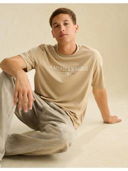 American Eagle - Khaki Lightweight Icon Logo Printed T-Shirt