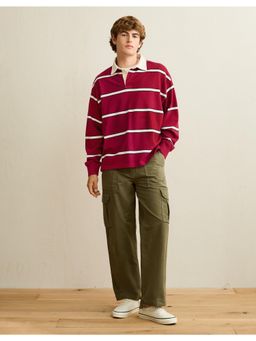 American Eagle - Red Boxy Rugby Polo T-Shirt