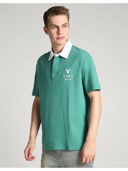 American Eagle - Green Standard Fit Logo Printed Polo T-Shirt