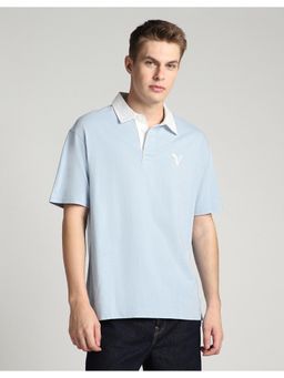 American Eagle - Blue Standard Fit Logo Printed Polo T-Shirt