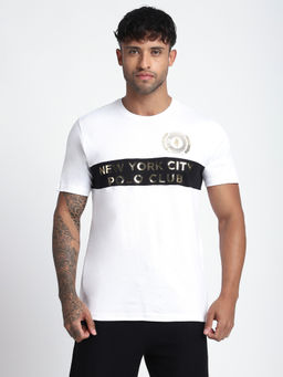 R&B - Men White Typography Regular T-Shirt