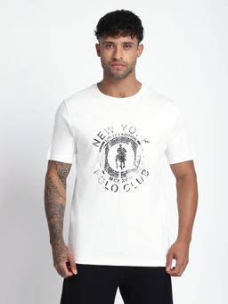R&B - Men White Graphic Print Regular T-Shirt