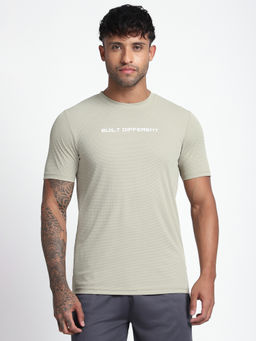 R&B - Men Green Textured Slim T-Shirt