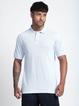 R&B - Men Blue Solid Regular Polo T-Shirt