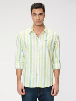 Pepe Jeans - Men White Striped Long Sleeves Shirt
