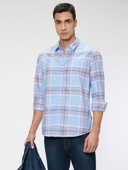 Pepe Jeans - Men Blue Checked Long Sleeves Shirt