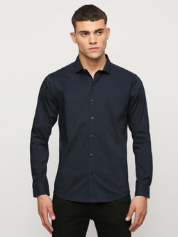 Pepe Jeans - Men Navy Blue Solid Long Sleeves Shirt