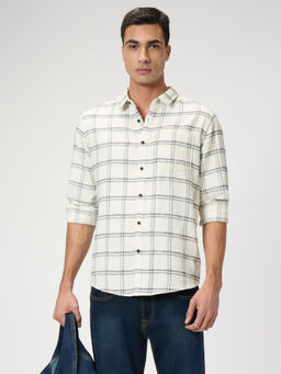 Pepe Jeans - Men White Checked Long Sleeves Shirt