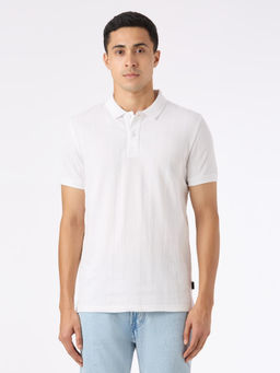 Pepe Jeans - Men White Textured Short Sleeves Polo T-Shirt