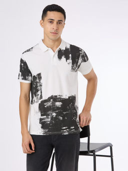 Pepe Jeans - Men White Printed Short Sleeves Polo T-Shirt