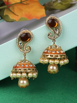 Anika's Creations - Anika's Creation Floral Design Meenakari Jhumki Earrings