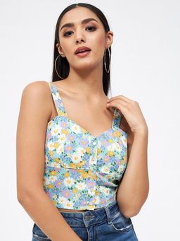 Kibo - Multi-Color Polyester Crop Top