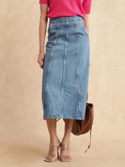 RAREISM - Parrit Primary Blue Solid Midi Skirt
