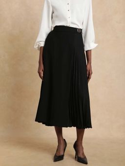 RAREISM - Ronwiz Black Solid Midi Skirt