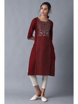 W - Maroon Stripes Kurta