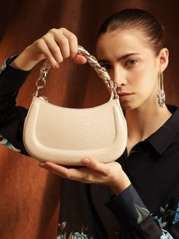 Kazo - Off White Sheen Braided Sling Bag (M)