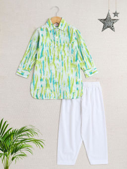 The Magic Wand - Green Tie & Dye Kurta and Pyjama (Set of 2)