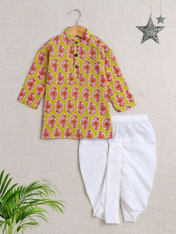 The Magic Wand - Yellow Paisley Kurta and Dhoti (Set of 2)