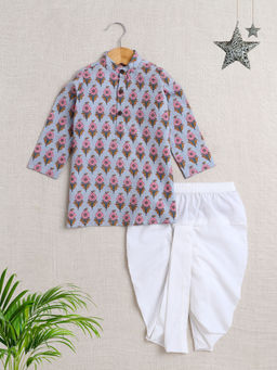 The Magic Wand - Blue Floral Kurta and Dhoti (Set of 2)