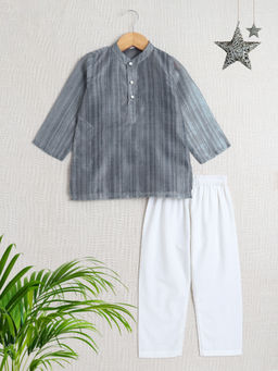The Magic Wand - Grey Stripes Kurta and Pyjama (Set of 2)