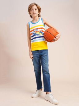 Jack & Jones Junior - Boys White Striped Sleeveless T-Shirt